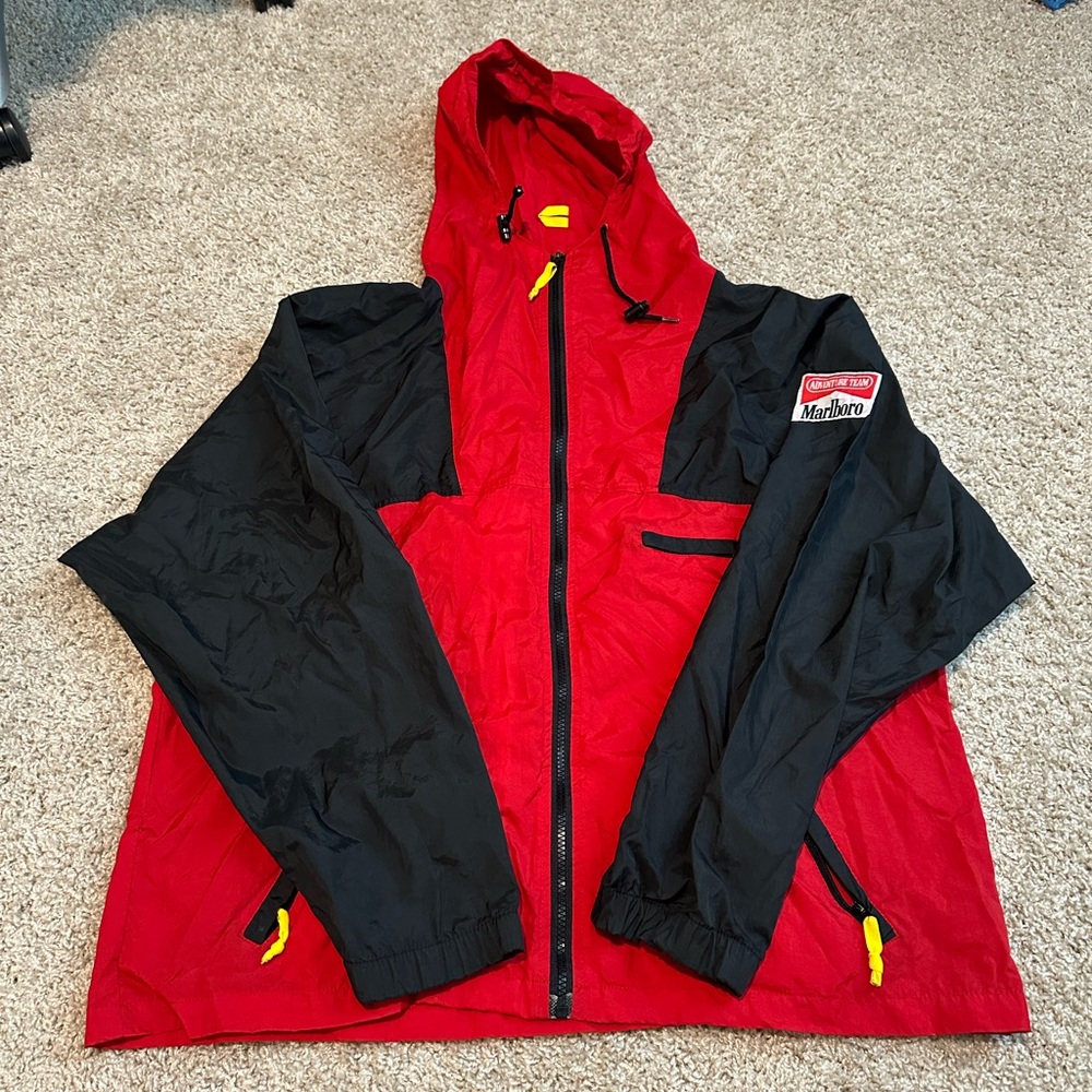 Marlboro Red and Black Hooded Windbreaker